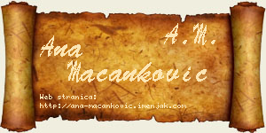 Ana Macanković vizit kartica